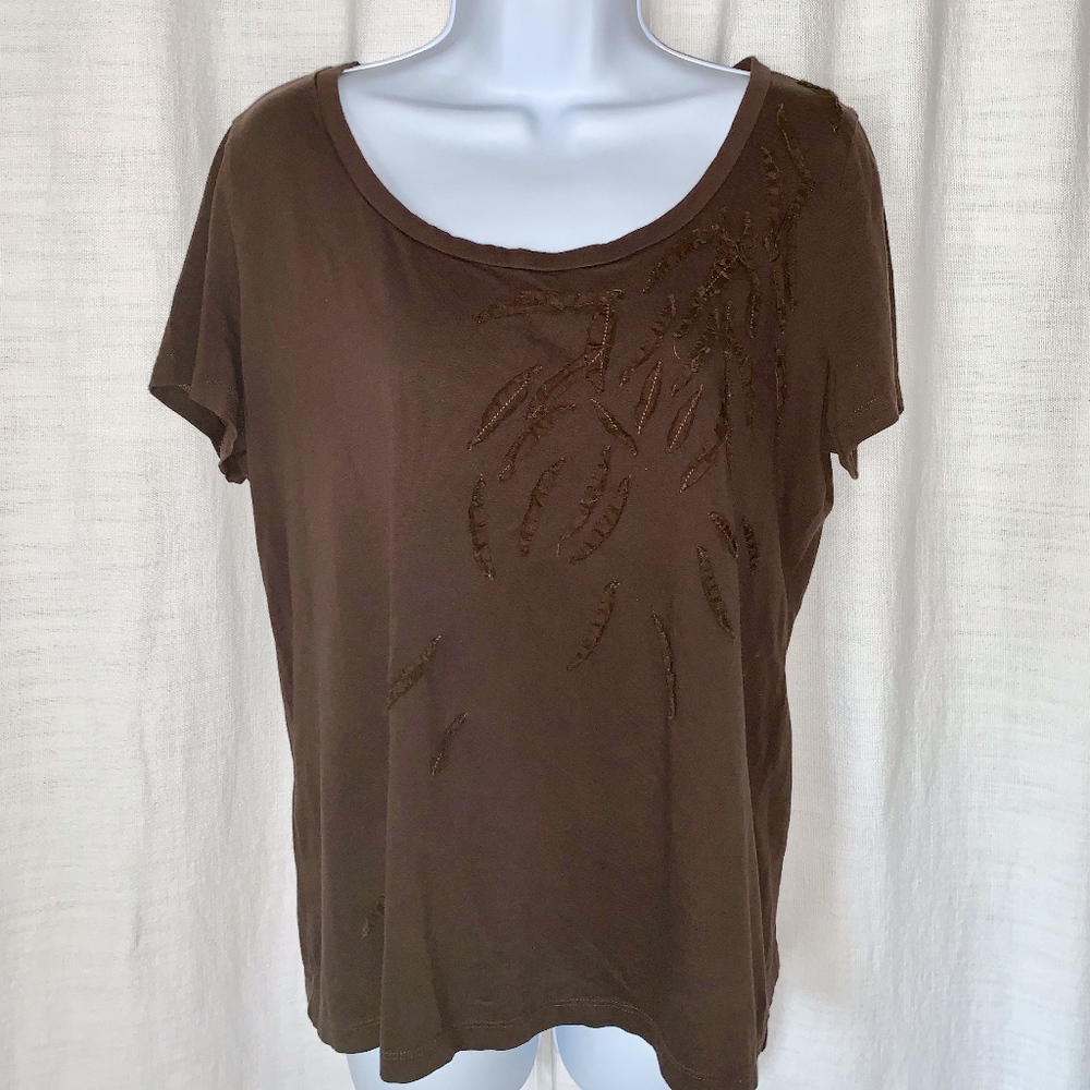 NWOT- Talbots Pima Cotton Crew Neck Tee W/Detail!